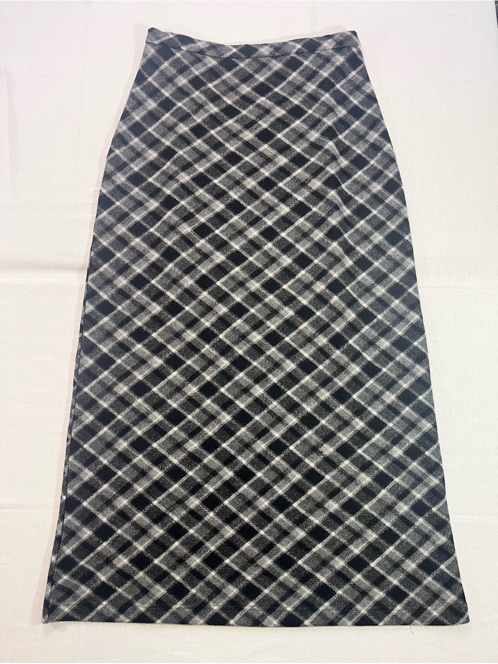 Vintage Eddie Bauer Black and Gray Plaid Maxi Skirt